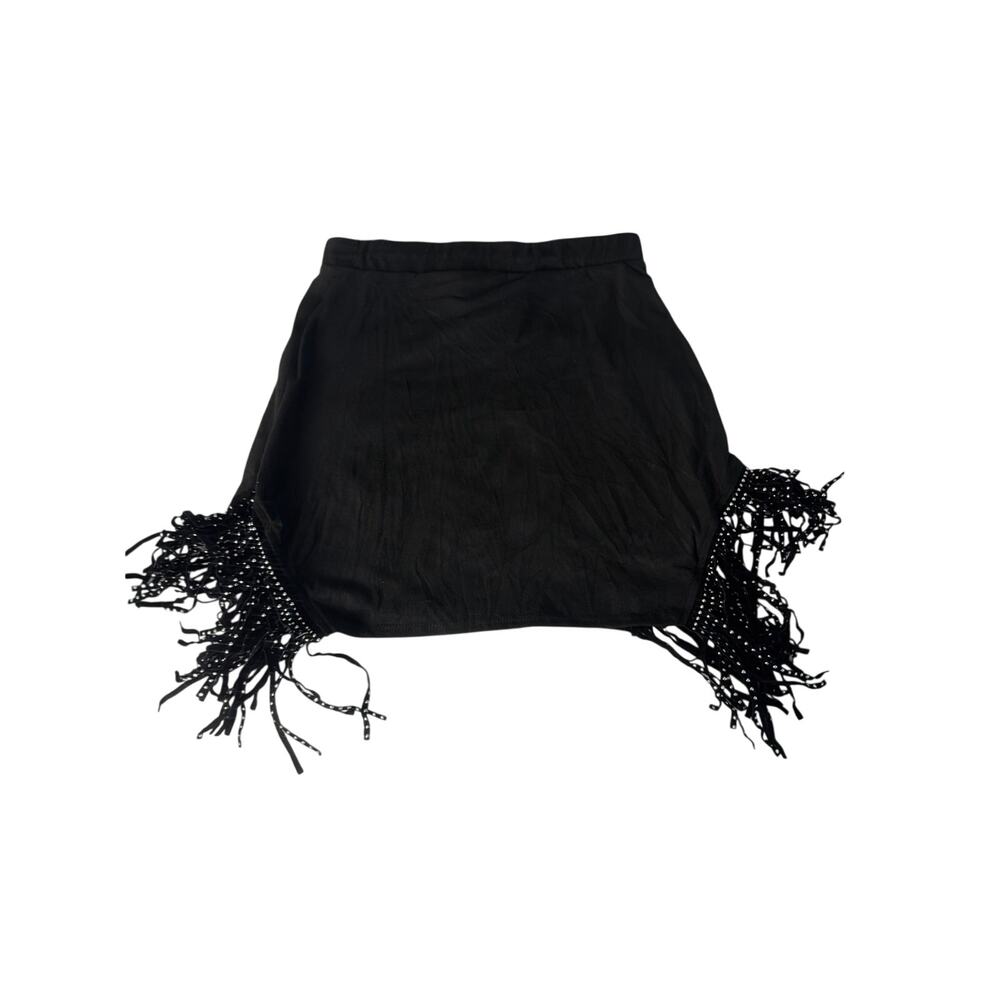 Windsor Black Woman Fringe Mini Skirt Size M Medium
